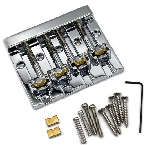 Hipshot KickAss 4-string Bass Bridge, Chrome Finish (5K400C